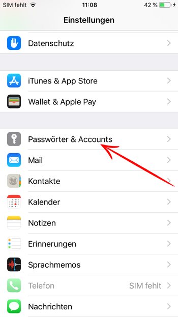 E-Mail-Einstellungen für IMAP auf iPhone
